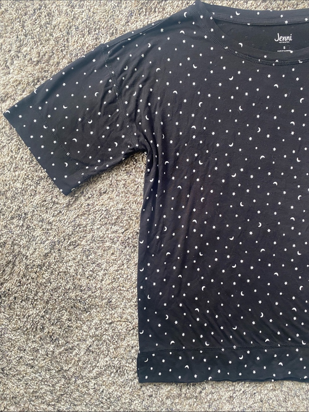 Jenni Black Pajama T-Shirt with White Polka Dot Print Size S/M🖤🤍❤️